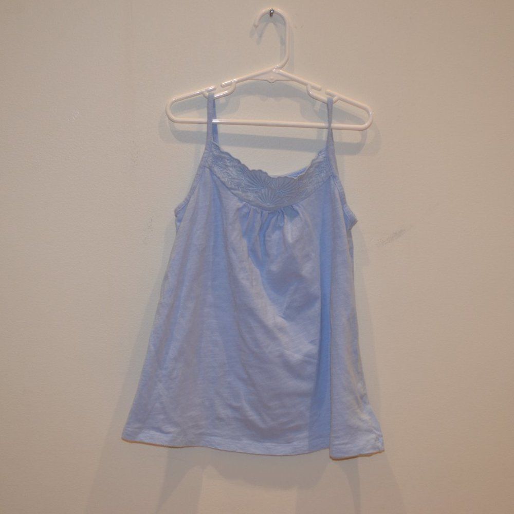 GapKids Girls (L) Light Blue Periwinkle Lace Design Collar Summer Tank Top